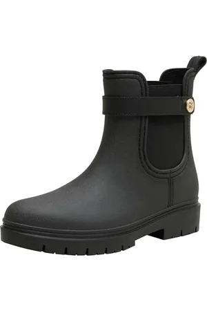 Tommy Hilfiger Donna Stivali in Gomma Rubberised Rainboot Impermeabili, (Black), 40