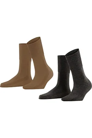 ESPRIT Easy Rib 2-Pack W SO cotone lyocell tinta unita confezione di 2 paia, Calzini Donna, (Sortiment 0050), 35-38