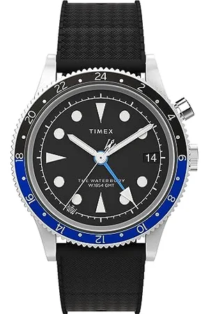 Timex Orologio da uomo Waterbury da 39 mm, cinturino in due pezzi in gomma sintetica nera, quadrante , cassa in acciaio inox TW2W22600