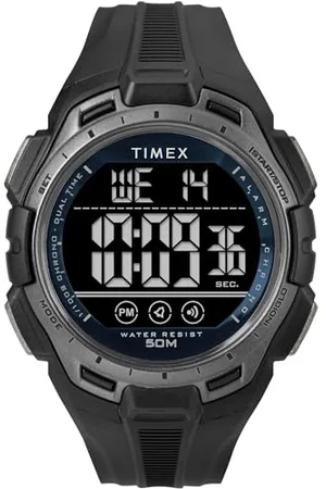 Timex Orologio sportivo unisex, 43 mm, cinturino in poliuretano, quadrante digitale, cassa nera TW5M63800
