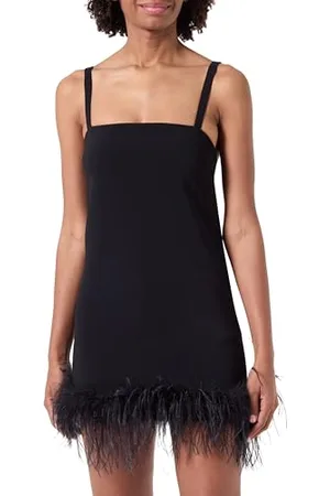 Pinko Trebbiano Abito Crepe Stretch con Piume, Vestito da Festa Donna, , 40