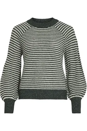 VILA Visofina L/S Glitter Stripe Knit Top/Pb, Scarab, L Donna