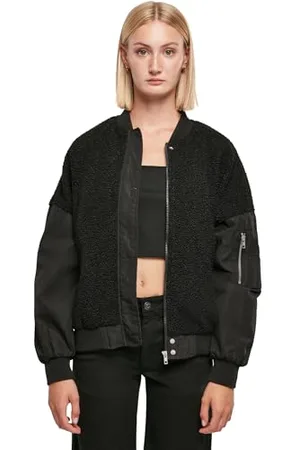 Urban classics Giacca da Donna Oversize Sherpa Mixed Bomber, Black, XS