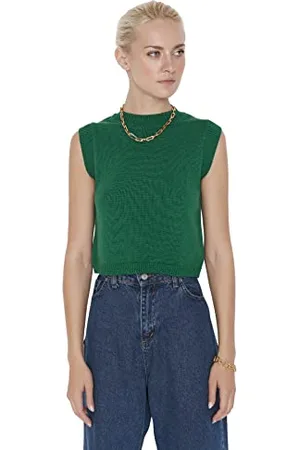Trendyol Girocollo Plain Slim Maglione Gilet, , S Donna