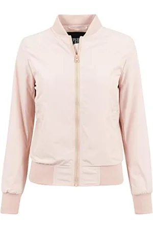 Urban classics Giubbotto Bomber da Donna con Polsini a Coste, Giacca a Vento Leggera, Giubbottino Bomber a Maniche Lunghe con Cerniera e Tasche, Colore: , Taglia: L