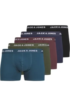 JACK & JONES JACK&JONES JUNIOR JACTEO Solid Trunks 5 Pack Jnr Boxer a Pantaloncino, Navy Blazer/Pack:Vineyard Wine-Black-Kombu Green-Legion Blue, 140 Bambino