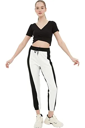 Trendyol Black Color Blocked Basic Jogger Sports Fine Tracksuit Pantaloni della Tuta, XS da Donna