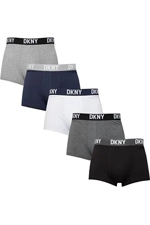 DKNY Uomo, Boxers, Grigio/Nero/Blu Marino/Grigio Scuro/Bianco, Confezione da 5, Medio