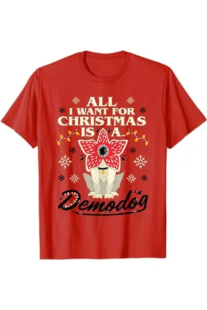 Stranger Things Maglietta Demodog Natale, Unisex - Giovani, Rosso, S, T-Shirt