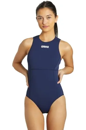 Arena Solid Waterpolo One Piece Costume Intero, Navy-White, 32 Donna