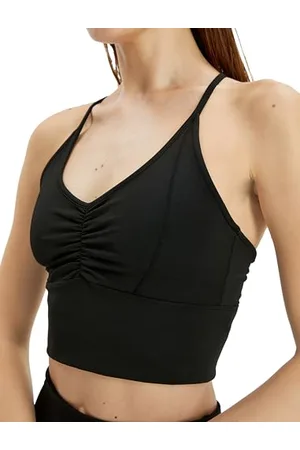 Koton V Neck Draped Non Padded Spaghetti Strappy Sport Bra, Reggiseno