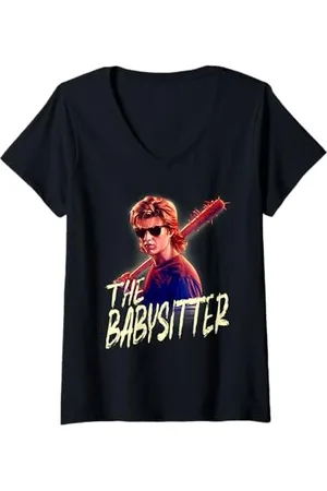 Stranger Things Donna Netflix Steve The Babysitter Portrait Maglietta con Collo a V