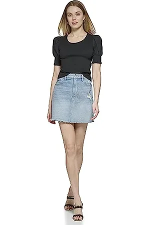DKNY Maglietta a Maniche Corte Mixed Media Top T-Shirt, , M Donna