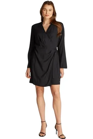 Tommy Hilfiger Donna Abito Fluid Short Abito a Portafoglio, Nero , 50