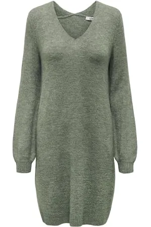 JDY JACQUELINE DE YONG elanora L/S Abito con Scollo a V Knt Noos Vestito, , S Donna