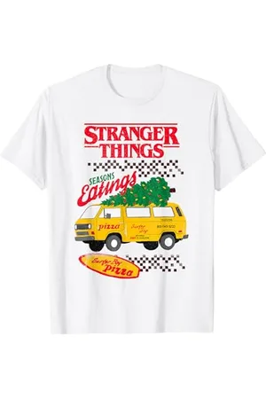 Stranger Things Christmas Seasons Eatings Pizza Van Maglietta