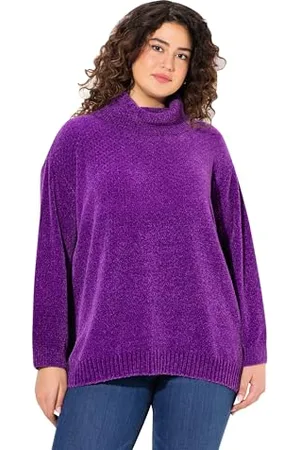 Ulla Popken Chenille-Pullover, Oversized, Stehkragen, Langarm, , 60-62 Donna