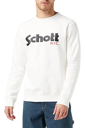 Schott NYC Swcrew Felpa, (off White), XL Uomo