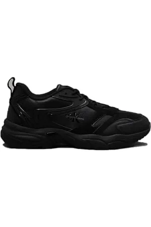 Calvin Klein Uomo Sneakers Suola Grossa Retro Tennis Low Lace in Pelle, Nero (Triple Black), 42
