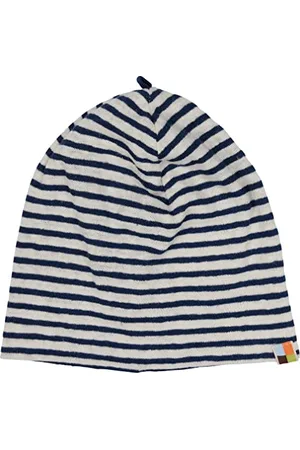 loud + proud Berretto unisex per bambini, a righe con lino, certificato GOTS, Ultramarin, 50/56