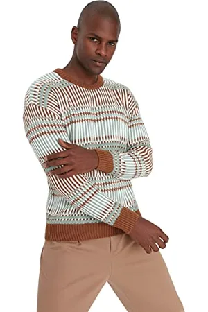 Trendyol Girocollo Colorblock Regular Maglione Maglia di Tuta, , XL Uomo
