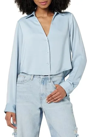 THE DROP Harlow Silky Cropped Blouse Camicie, , XS