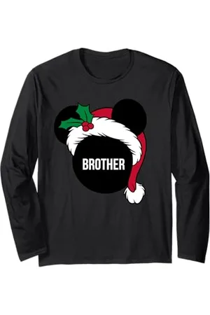 Disney Cappello da Babbo Natale Mickey Christmas abbinato al fratello Maglia a Manica