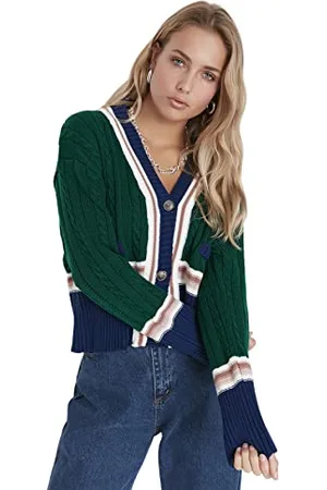 Trendyol Cardigan in Tessuto con Scollo a V Standard da Donna Maglione, , S