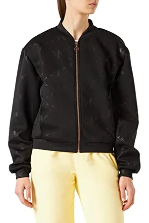 KENDALL + KYLIE KENDALL & KYLIE K&K W Embossed Logo Bomber KKW3611625 Warm Up Jacket, Black, L Women