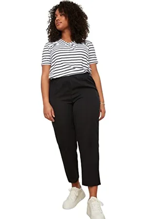 Trendyol Donna Plus Size Vita Normale Dritto Pantaloni Taglie Forti, , 76