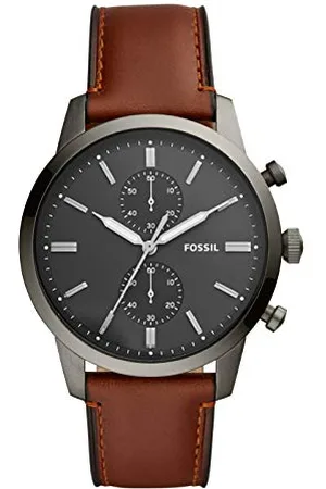 Orologio Townsman da uomo, movimento cronografo al quarzo, cassa in acciaio inossidabile fumé da 44 mm con cinturino in pelle, FS5522