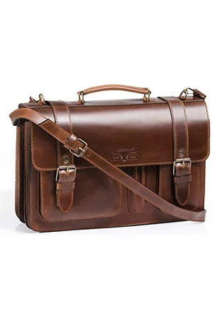 Mika 28056302 - Cartella portadocumenti Steward, in vera pelle, con 3 scomparti principali e 2 tasche frontali, borsa a tracolla per uomo e donna, in pelle , circa 43 x 17 x 29 cm.