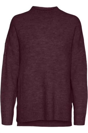 VERO MODA Vmlefile Oversize Boxy Camicetta Ga Noos Maglione, Rosso Scuro, XS Donna