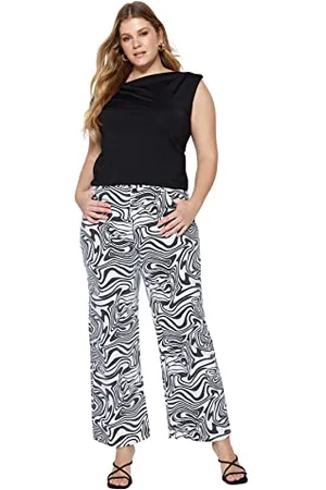Trendyol Woman High Waist Wide Leg Plus Size Jeans Pantaloni, , 50 più Donna