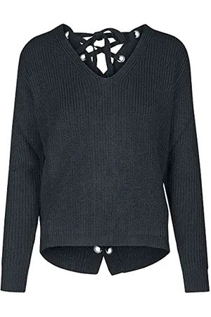 Urban classics Ladies Back Lace Up Sweater Felpa, (Black 00007), X-Small Donna