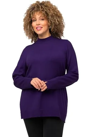 Ulla Popken Maglione, Colletto Alto, Maniche Lunghe, Polsini a Costine, , 52-54 Donna