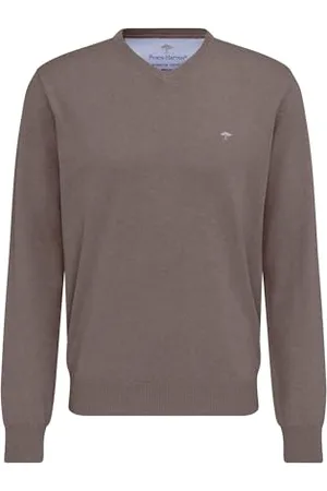 Fynch-Hatton Pullover, V-Neck Felpa, (Earth 860), Small Uomo