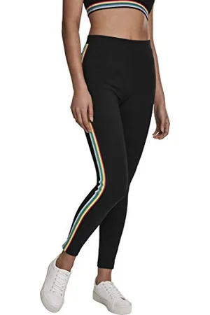 Urban classics Ladies Multicolor Side Taped Leggings, (Black 00007), 42 (Taglia Produttore: Small) Donna