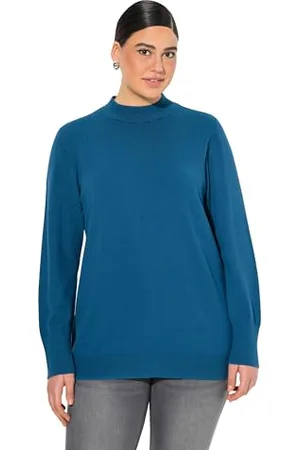 Ulla Popken Maglione, Colletto Alto, Maniche Lunghe, Polsini a Costine, , 52-54 Donna