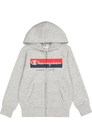 Champion Legacy Graphic Shop B (306839) -Ultra-Light Soft Compact Powerblend Fleece Full-Zip Felpa con Cappuccio, , 9-10 Anni Bambino