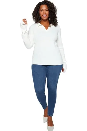 Trendyol Maglione da Donna a Maniche Lunghe, Dritto, Taglie Forti Felpa, , XXL/Tall