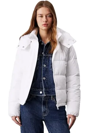 Calvin Klein Donna Piumino Matte Short Puffer con Cappuccio, (Bright White), L