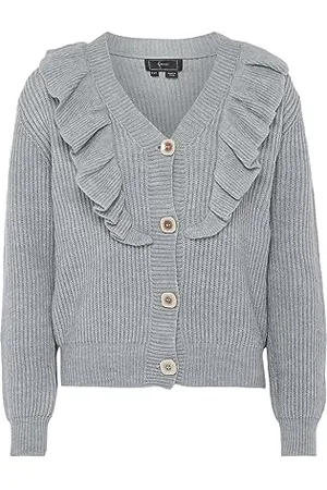 Faina Donna Spliced Bordo Orecchino Scollo A V Moda Cardigan Acrilico Taglia XS/S Maglione