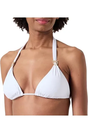 Pinko Abbondanza Top Bikini Tecno Jersey con Anella Uccellini Parte Superiore, Z04_Bianco Brill, S Donna