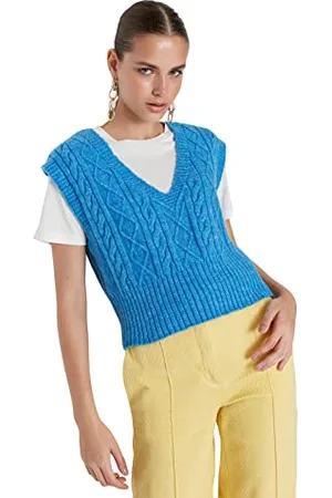 Trendyol Gilet Maglione da Donna Standard con Scollo a V, , M