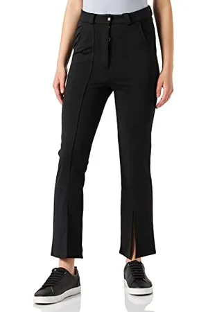 KENDALL + KYLIE KENDALL & KYLIE K&K W High Rise Flared Pants KKW3612021, Black, L Women