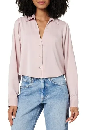 THE DROP Harlow Silky Cropped Blouse Camicie, , XS