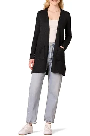 Amazon Cardigan a Maniche Lunghe in Jersey con Cuciture a Vista sul Davanti Donna, , XXL