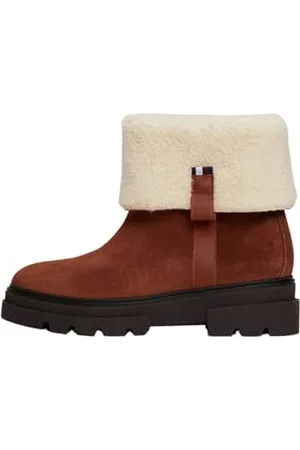 Tommy Hilfiger Faux Fur Suede Roll-Down Boot (FW0FW08158, Stivaletti Medi Donna, Marrone (Cognac Brown), 37 EU