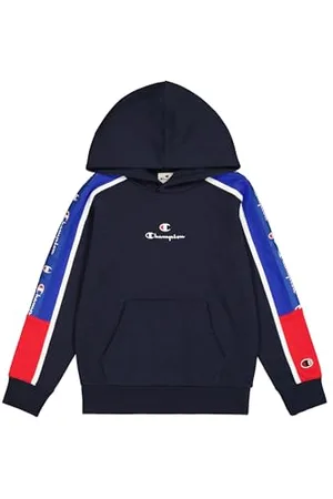 Champion Legacy Retro Sport B (306856) -Ultralight Soft Compact Fleece Taped Felpa con Cappuccio, (NNY/BAI/Wht), 3-4 Anni Bambino